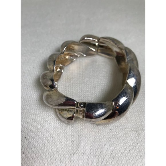 Silver Plated Heavy Metal Rope Style Hinged Bracelet - Picture 7 of 8